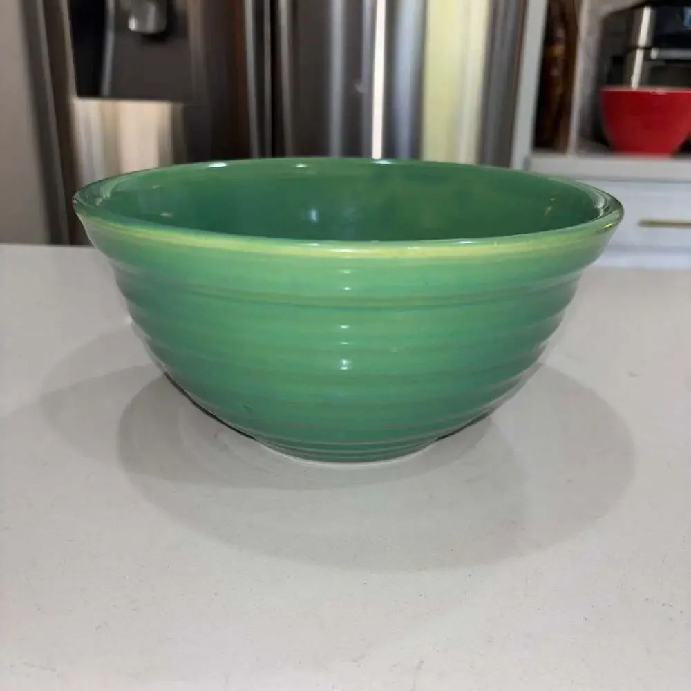 Vintage Bauer Pottery Ring Ware #12 Mixing Bowl Jade Green Beehive 9.5”